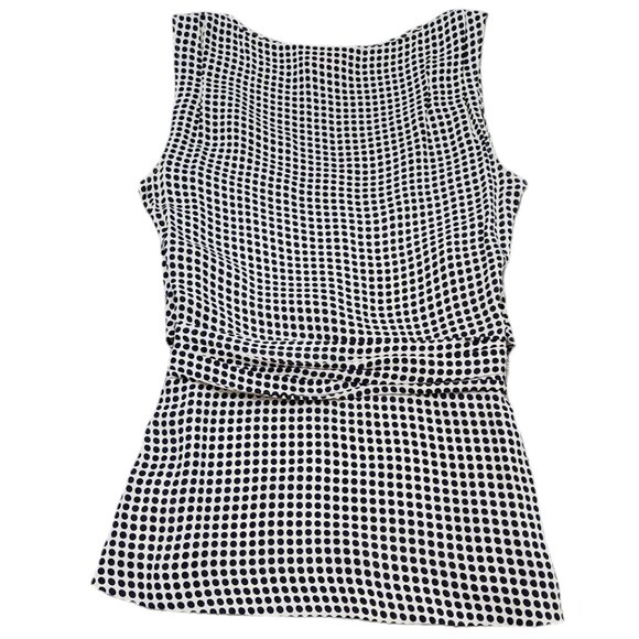 Tory Burch Tan and Black Polka Dots Silk Sleeveless Tank Top Size 4 - Picture 2 of 8